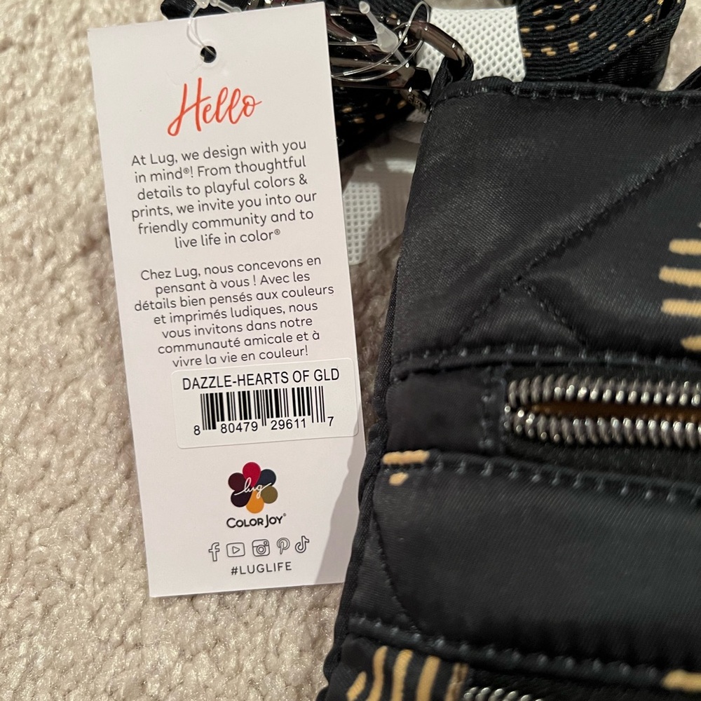 Lug Dazzle Hearts of Gold Quilted Crossbody Bag NWT - Picture 2 of 4